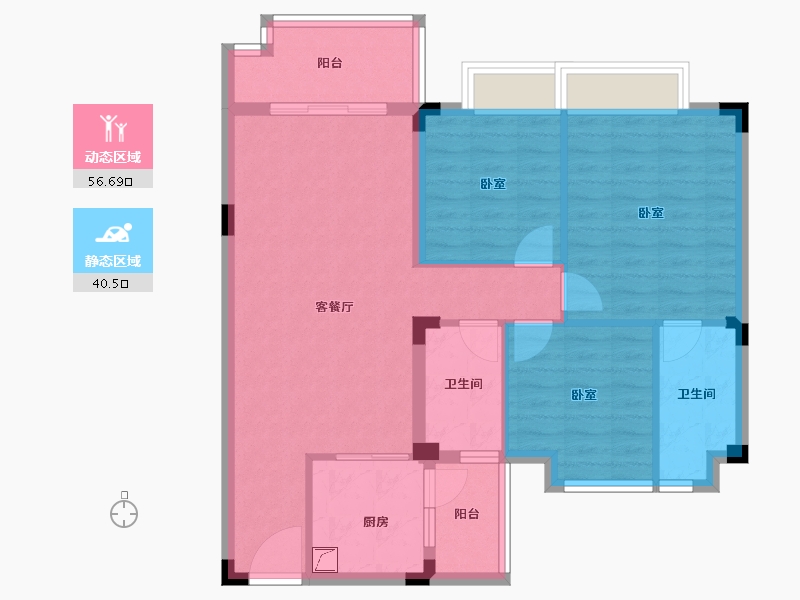 湖南省-娄底市-碧桂园娄星府-87.07-户型库-动静分区