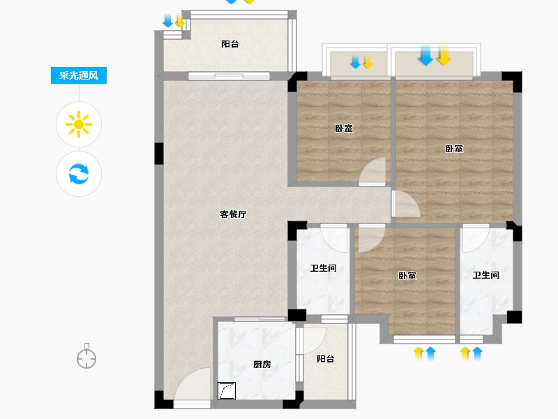 湖南省-娄底市-碧桂园娄星府-87.07-户型库-采光通风