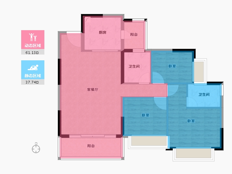 广东省-东莞市-恒大翡翠华庭-88.99-户型库-动静分区