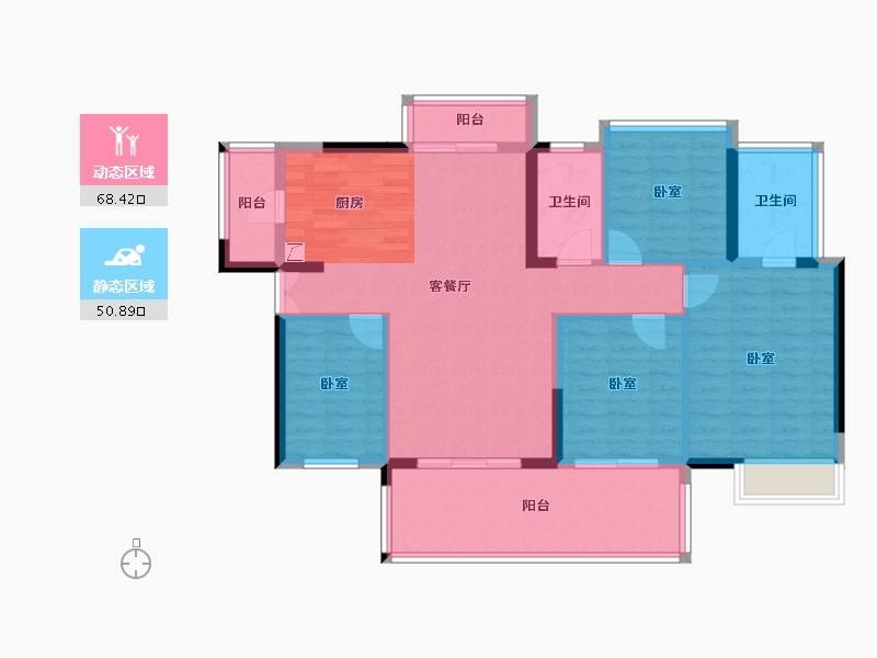 广东省-阳江市-正德玥珑湾-107.57-户型库-动静分区