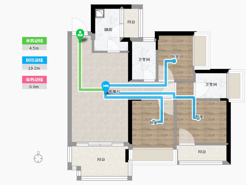 广东省-深圳市-宝昌利御景御峰公馆-70.01-户型库-动静线