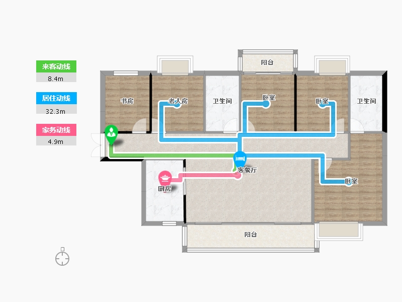 湖南省-长沙市-湘域国际广场-128.63-户型库-动静线