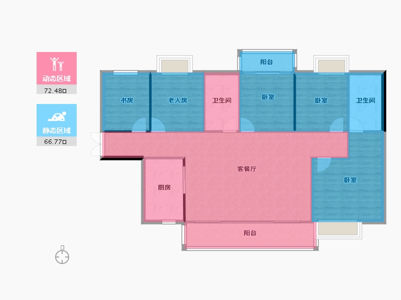 湖南省-长沙市-湘域国际广场-128.63-户型库-动静分区