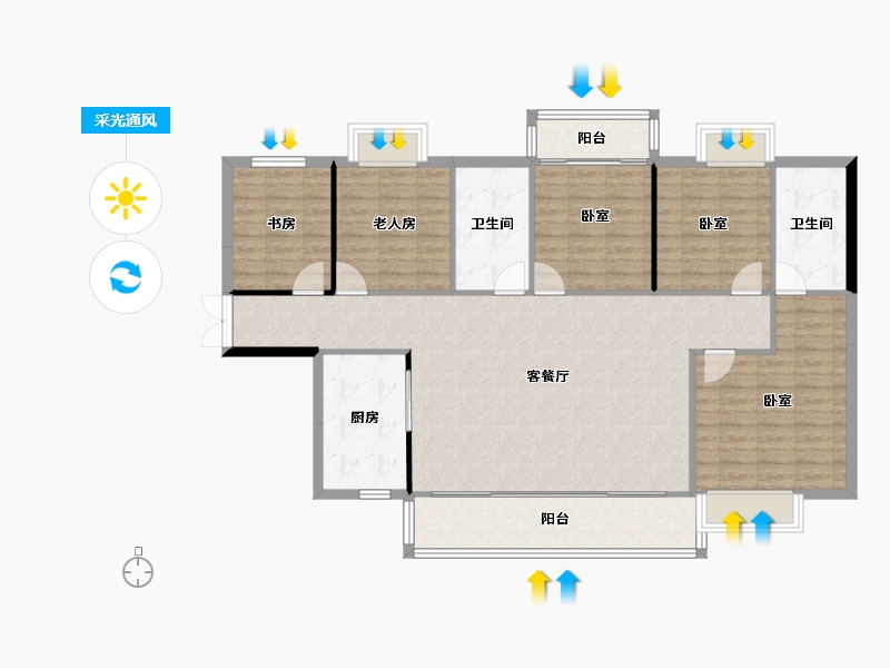 湖南省-长沙市-湘域国际广场-128.63-户型库-采光通风