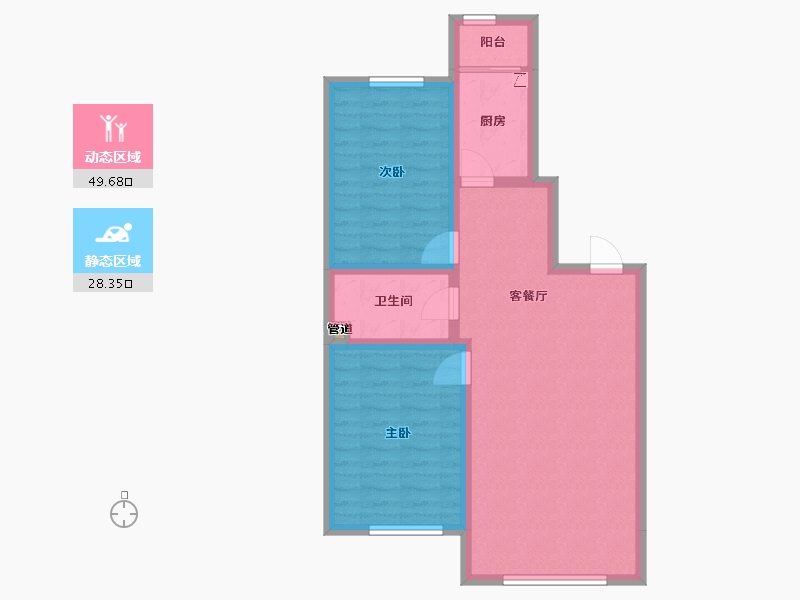 吉林省-长春市-潭泽东南明珠-69.64-户型库-动静分区