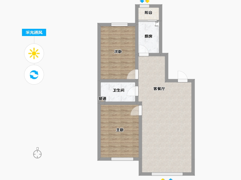 吉林省-长春市-潭泽东南明珠-69.64-户型库-采光通风