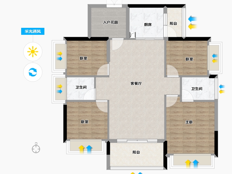 广东省-佛山市-恒福容悦园-100.00-户型库-采光通风