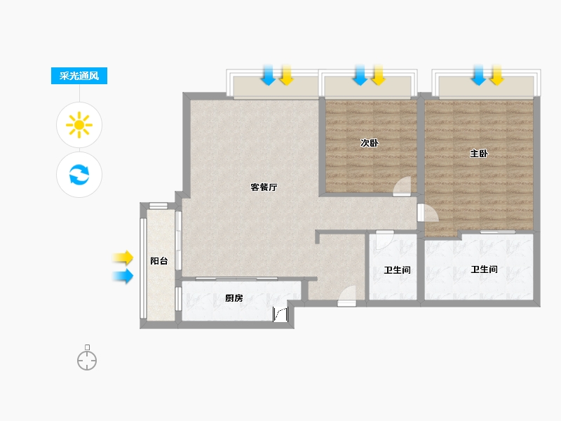 云南省-昆明市-中国铁建西派国樾-95.00-户型库-采光通风