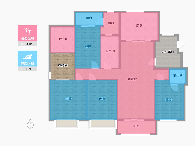 湖北省-武汉市-驿山高尔夫-146.08-户型库-动静分区