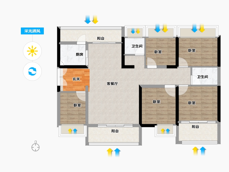 广东省-深圳市-钧濠MIXpark-111.25-户型库-采光通风