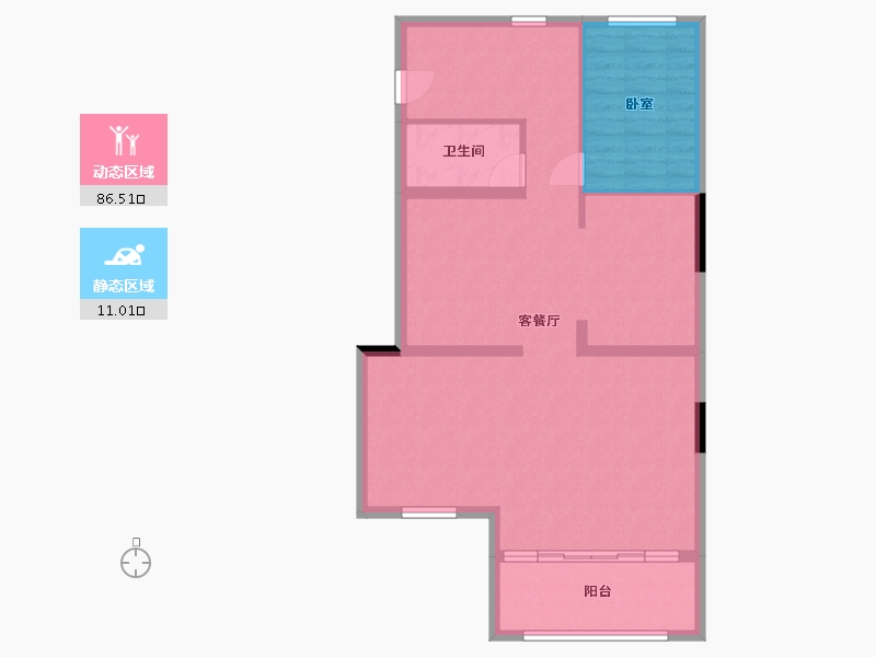 湖北省-武汉市-驿山高尔夫-88.63-户型库-动静分区