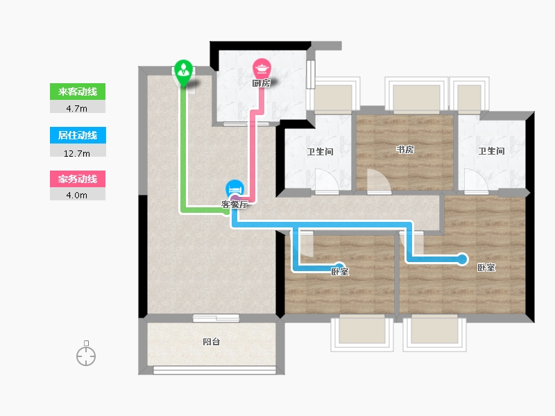 福建省-福州市-龙湖兰园·天序-70.00-户型库-动静线