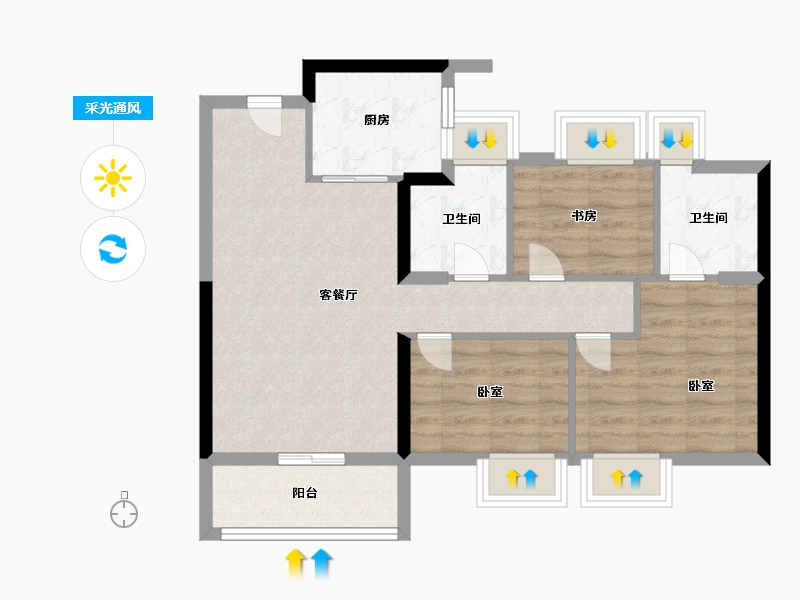 福建省-福州市-龙湖兰园·天序-70.00-户型库-采光通风