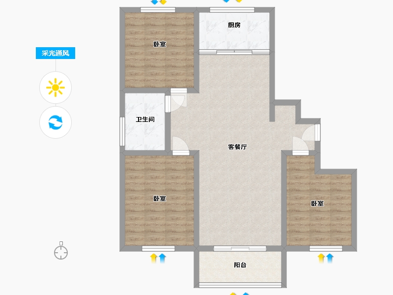 山东省-淄博市-金鼎东柳湾-94.77-户型库-采光通风