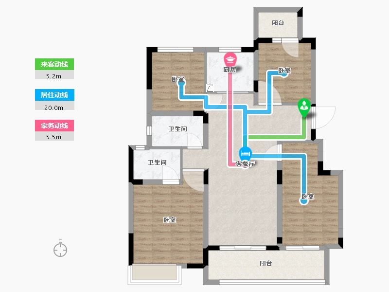 湖南省-长沙市-珠江四方印-103.00-户型库-动静线