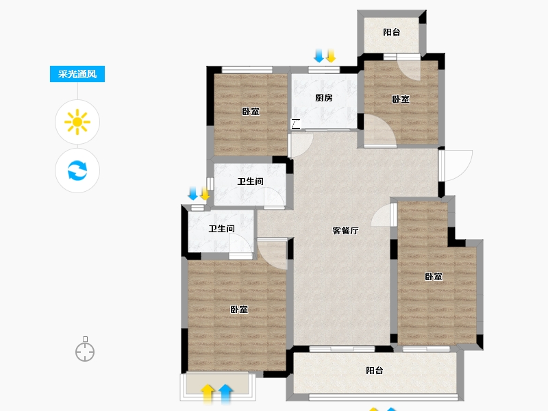 湖南省-长沙市-珠江四方印-103.00-户型库-采光通风