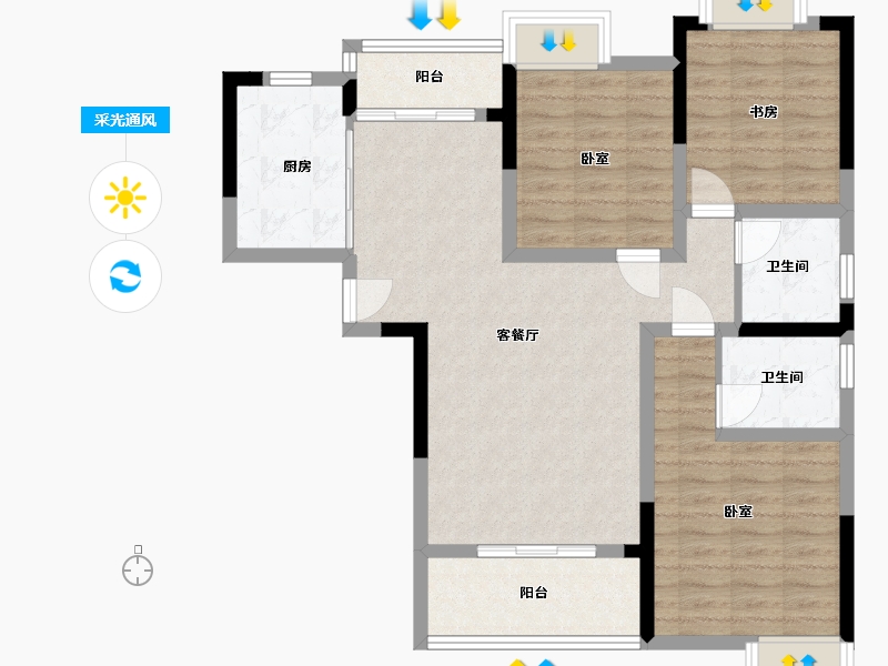 江西省-抚州市-学府新城-91.62-户型库-采光通风