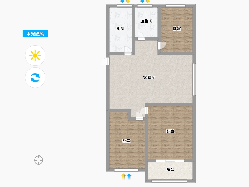 江苏省-徐州市-宏利达金水湾-89.99-户型库-采光通风