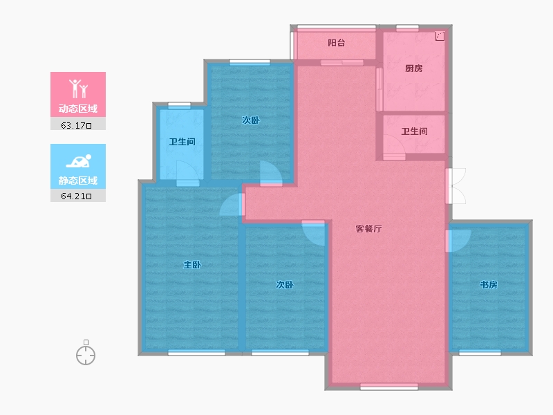 吉林省-长春市-潭泽东南明珠-113.91-户型库-动静分区