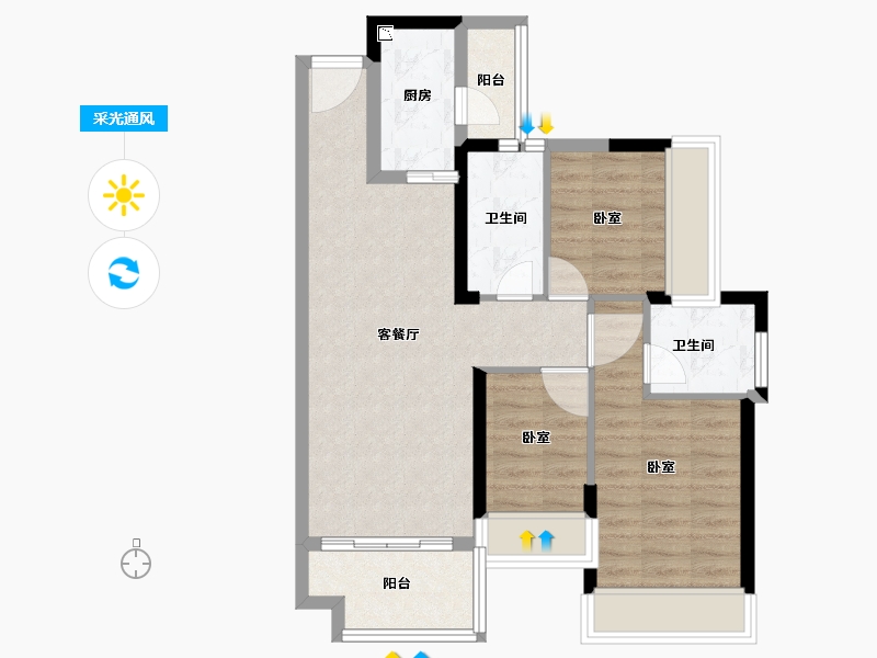 广东省-深圳市-中粮凤凰里-71.00-户型库-采光通风