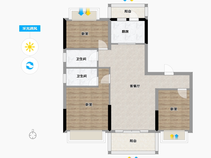 广东省-河源市-碧桂园·公园上城-85.24-户型库-采光通风