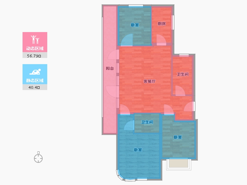 辽宁省-大连市-乾豪大美寨子沟-87.35-户型库-动静分区