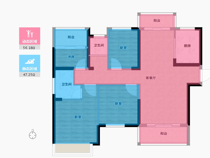 湖南省-长沙市-长房云公馆-92.20-户型库-动静分区