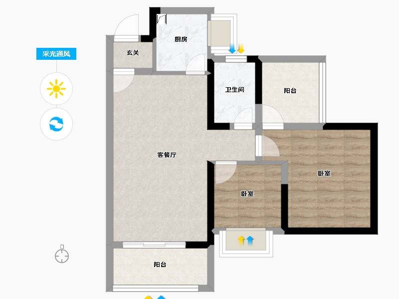 广东省-惠州市-颐安天朗名庭-61.00-户型库-采光通风