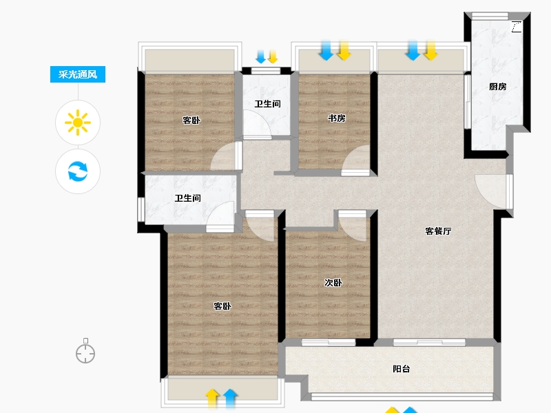 湖南省-长沙市-环球融创会展上东区-114.00-户型库-采光通风