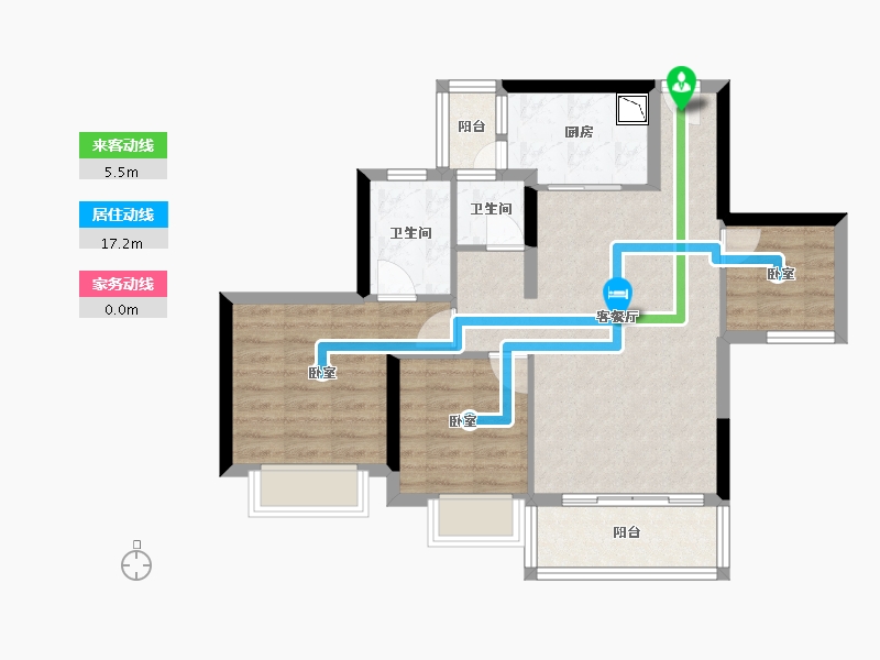 广东省-广州市-顺德时代倾城-70.21-户型库-动静线