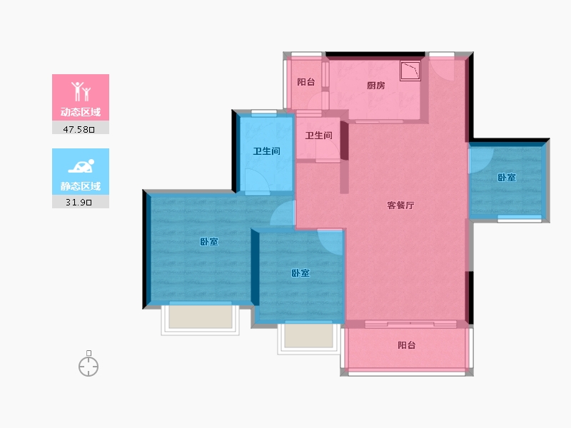 广东省-广州市-顺德时代倾城-70.21-户型库-动静分区