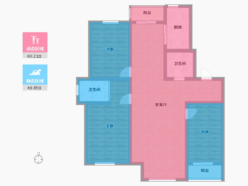 吉林省-长春市-潭泽东南明珠-97.86-户型库-动静分区