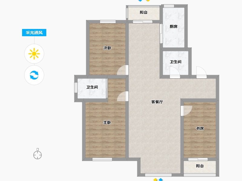 吉林省-长春市-潭泽东南明珠-97.86-户型库-采光通风