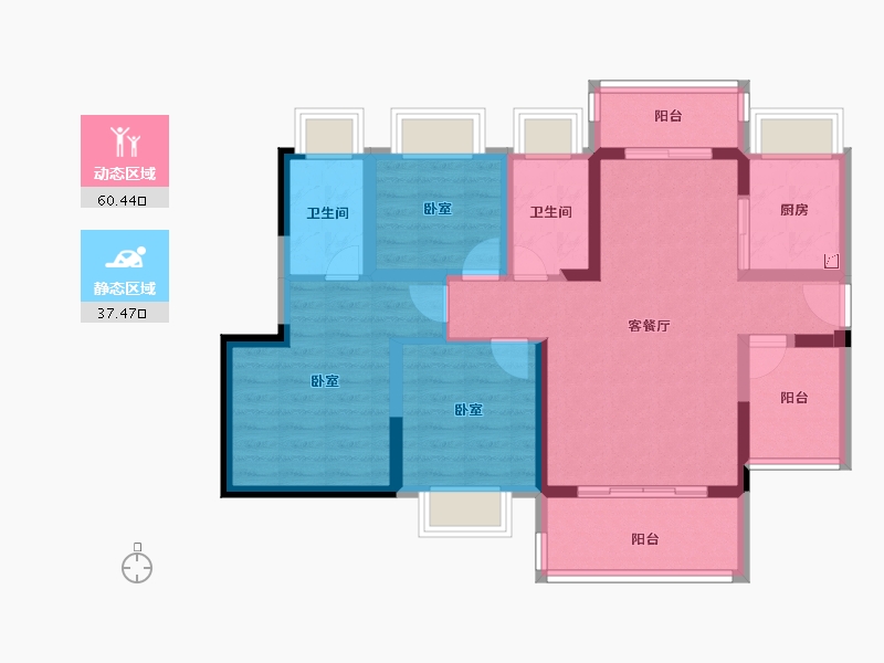 广东省-惠州市-颐安天朗名庭-86.00-户型库-动静分区