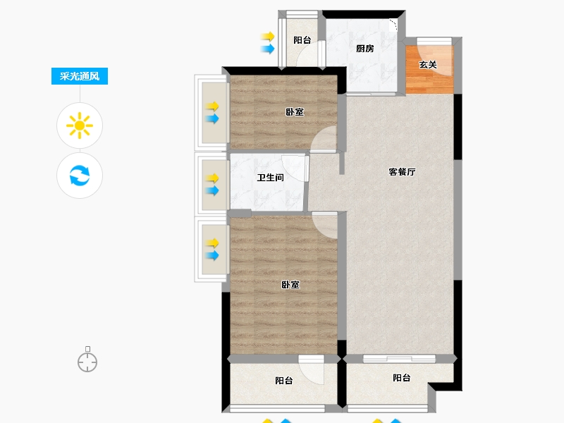 广东省-深圳市-钧濠MIXpark-69.58-户型库-采光通风