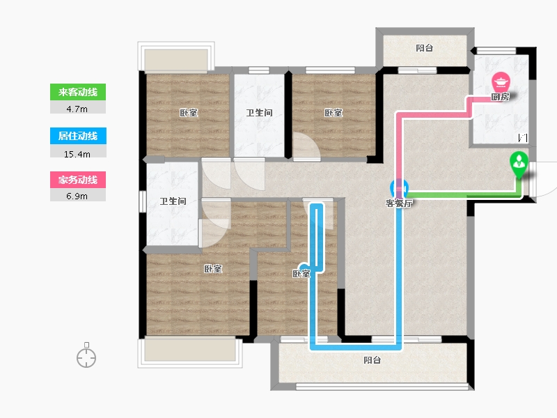 湖南省-长沙市-珠江四方印-114.00-户型库-动静线