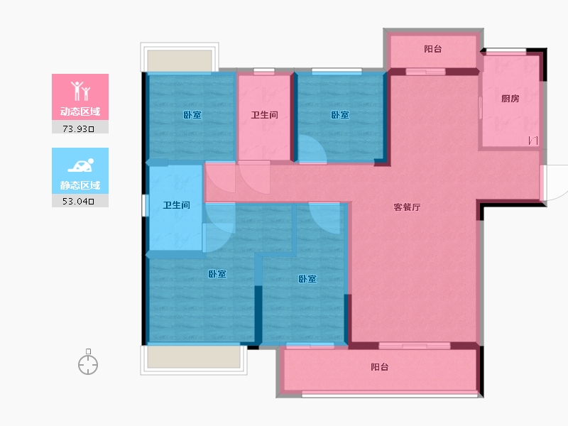 湖南省-长沙市-珠江四方印-114.00-户型库-动静分区