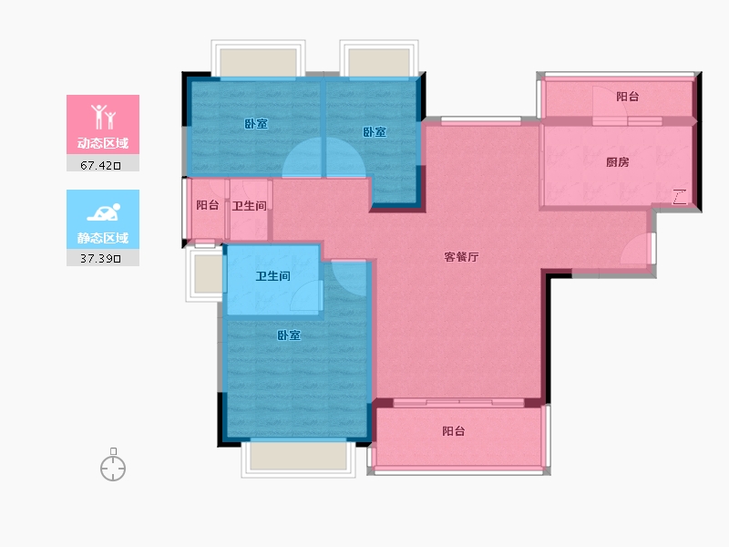 广东省-东莞市-恒大翡翠华庭-94.00-户型库-动静分区