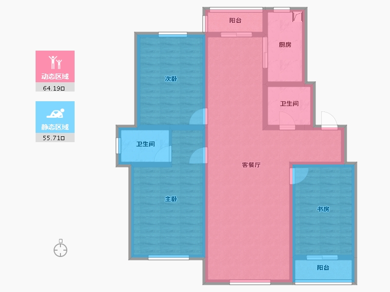 吉林省-长春市-潭泽东南明珠-106.60-户型库-动静分区