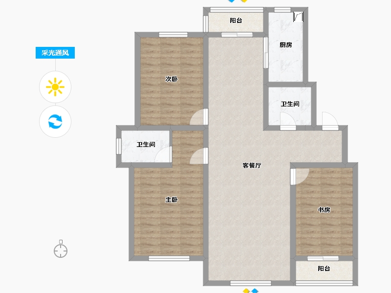 吉林省-长春市-潭泽东南明珠-106.60-户型库-采光通风