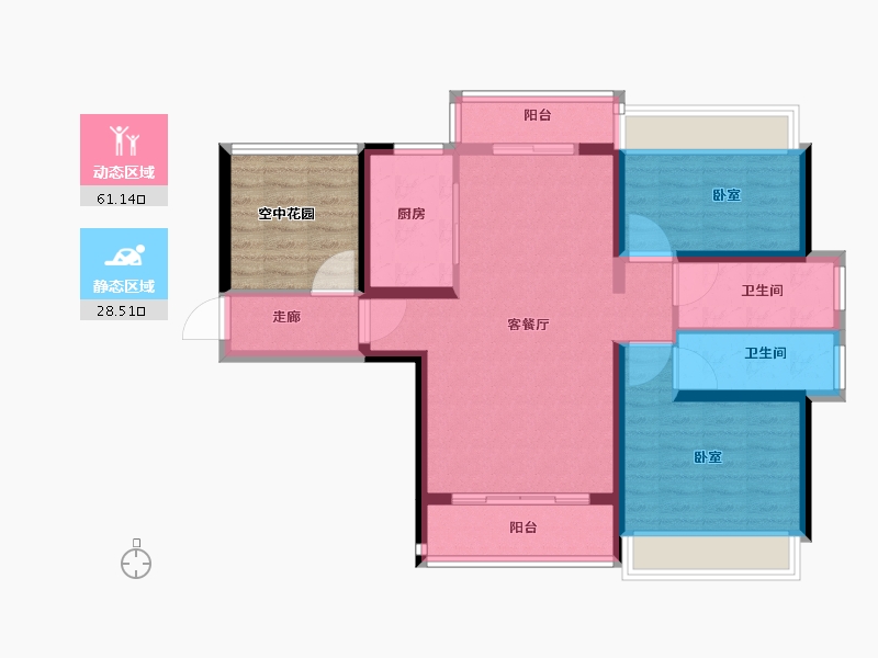 广东省-广州市-碧桂园海湾1号-88.01-户型库-动静分区