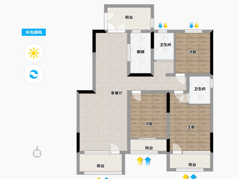 山东省-潍坊市-翔凯文华未来之光-107.00-户型库-采光通风