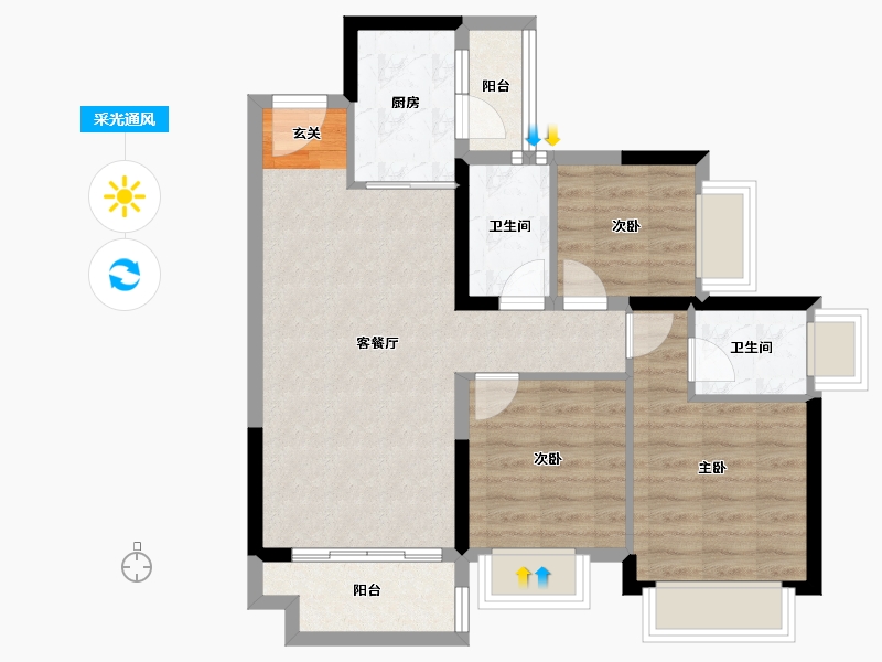 广东省-惠州市-星河荣域-73.15-户型库-采光通风