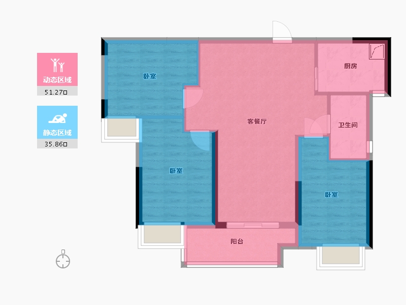 湖北省-武汉市-曦地港CITY ON-78.00-户型库-动静分区