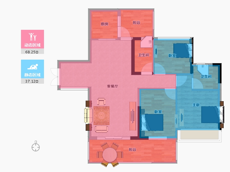 广东省-惠州市-禧临门-95.00-户型库-动静分区