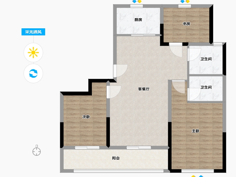 山东省-潍坊市-翔凯文华未来之光-103.01-户型库-采光通风