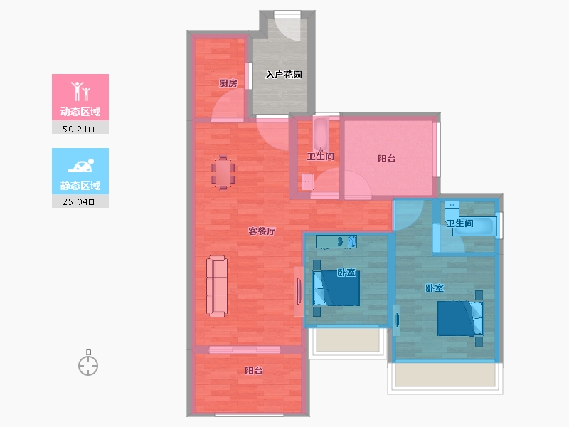 广东省-惠州市-三远大爱城-72.00-户型库-动静分区