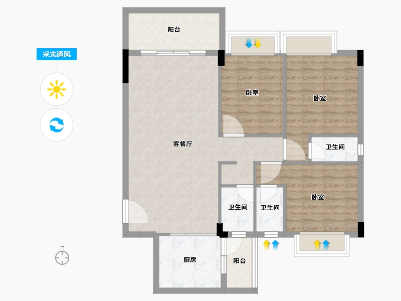 广东省-韶关市-乐昌利华雅居-93.34-户型库-采光通风