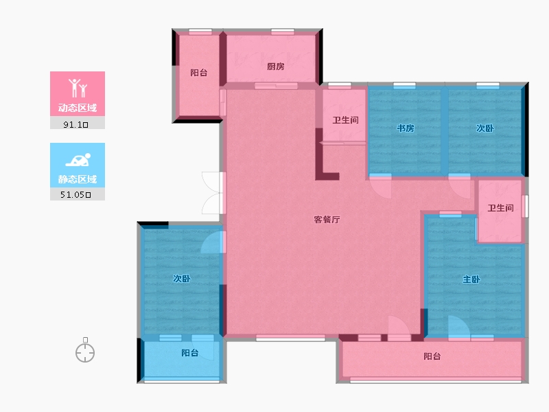 山东省-潍坊市-翔凯文华未来之光-127.40-户型库-动静分区