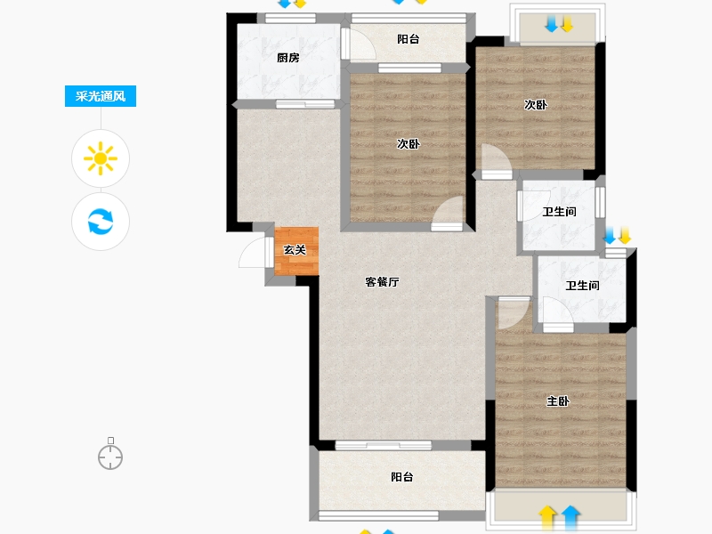 湖南省-长沙市-富兴•汇中央-94.58-户型库-采光通风